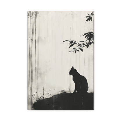 Black Cat Digital Illustration Canvas Gallery Wraps