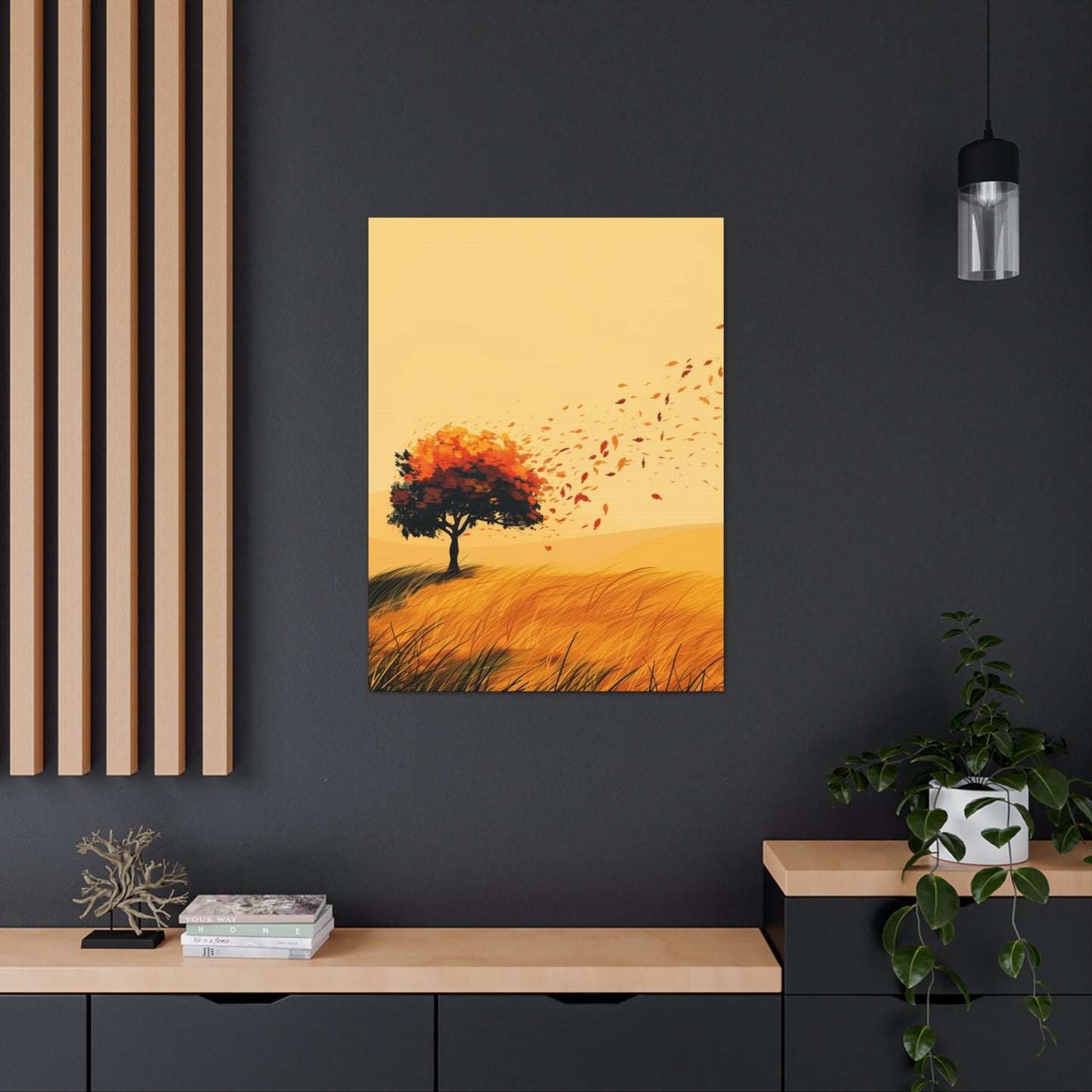 Tree in a Golden Sunset Digital Illustration Canvas Gallery Wraps