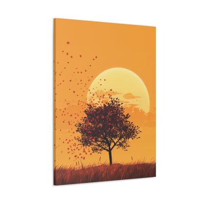 Tree in a Golden Sunset Digital Illustration Canvas Gallery Wraps