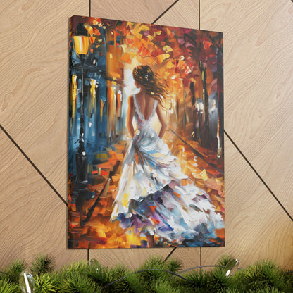 bride walking in street - Leonid Afremov Style Digital Print Canvas Gallery Wraps