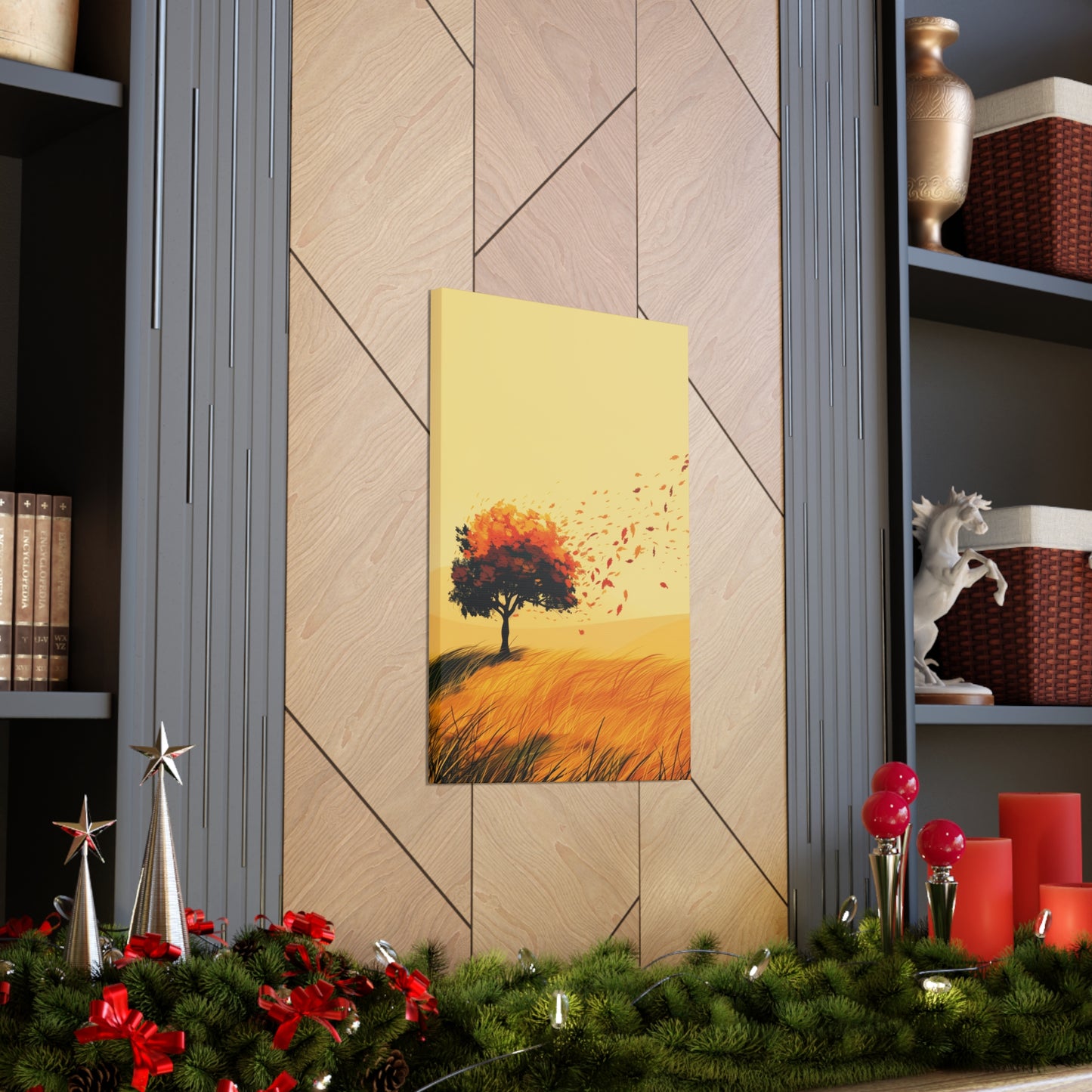 Tree in a Golden Sunset Digital Illustration Canvas Gallery Wraps