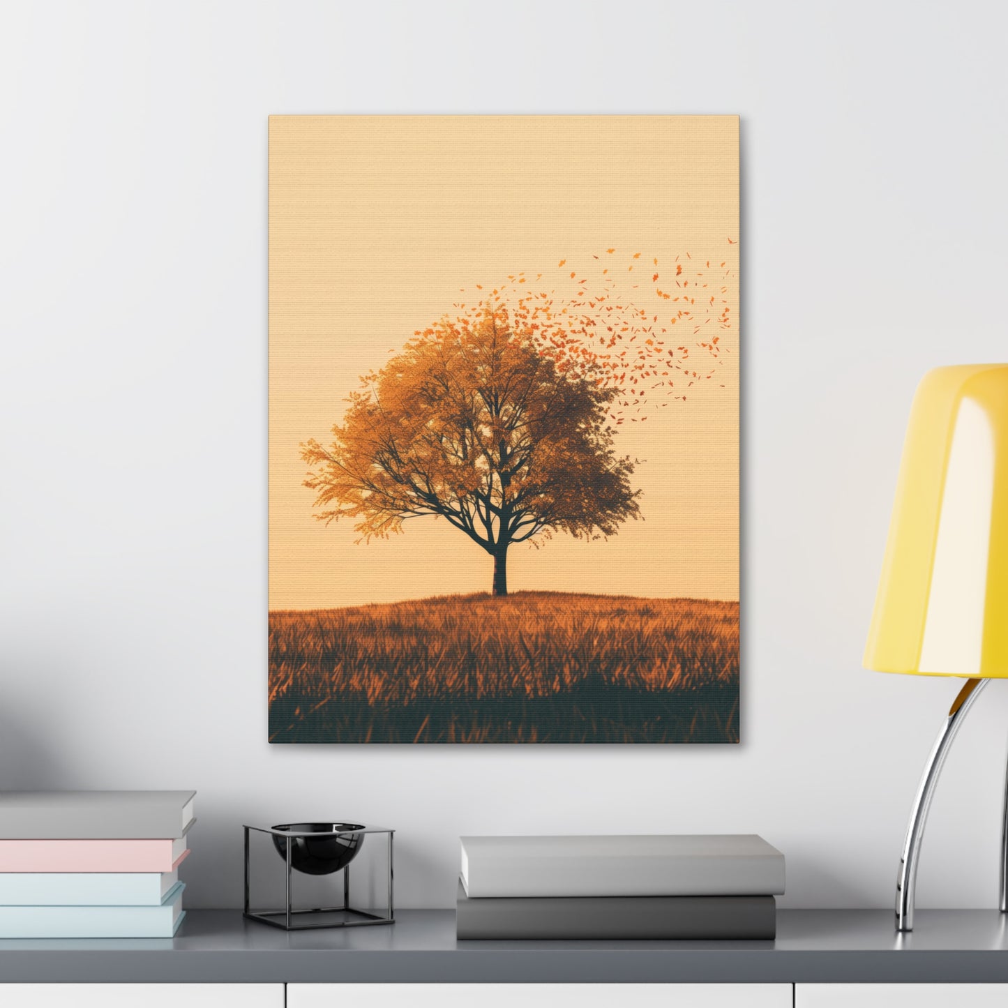 Tree in a Golden Sunset Digital Illustration Canvas Gallery Wraps