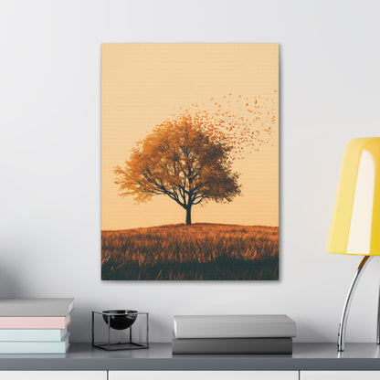 Tree in a Golden Sunset Digital Illustration Canvas Gallery Wraps