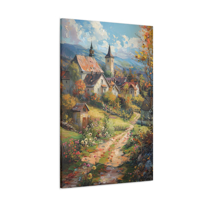 European country side in medieval times whimsical Digital Oil Painting Print Canvas Gallery Wraps