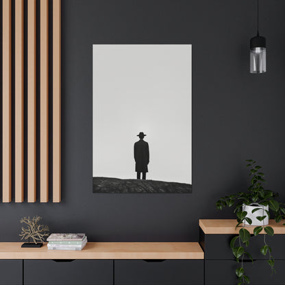 Man Wearing Suit and Porkpie Hat - Takeshi Kitano Style Digital Illustration Canvas Gallery Wraps