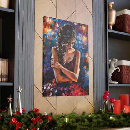 Girl with red dress - Leonid Afremov Style Digital Print Canvas Gallery Wraps