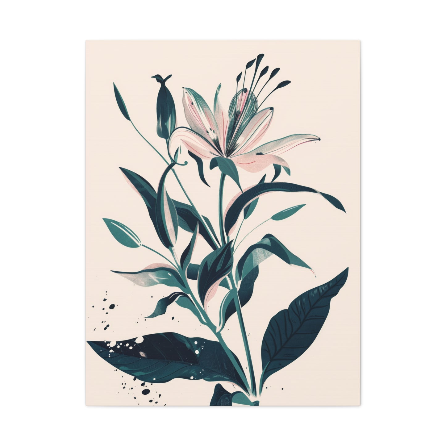 Lily Plant with Flowers - Illustration Canvas Gallery Wraps