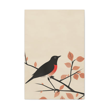 Bird siting on a tree branch Digital Illustration Canvas Gallery Wraps