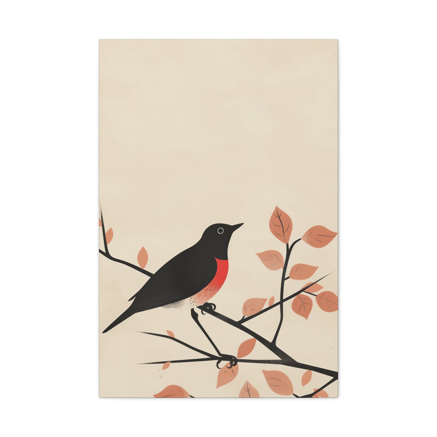 Bird siting on a tree branch Digital Illustration Canvas Gallery Wraps