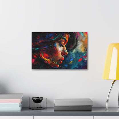 Beautiful Girl Face - Colorful Impressionist Style Digital Art Canvas Gallery Wraps