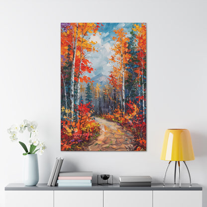 road through autumn forest - Leonid Afremov Style Digital Print Canvas Gallery Wraps