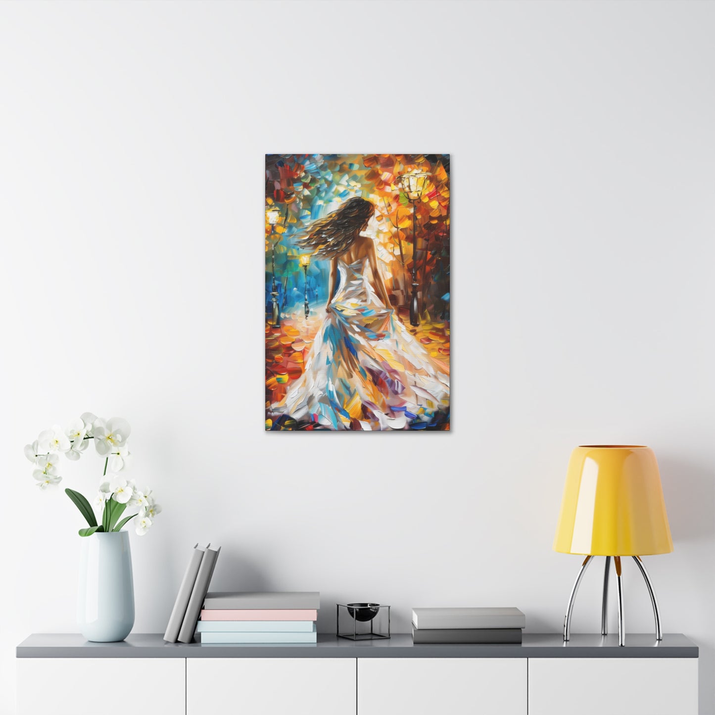 bride walking in street - Leonid Afremov Style Digital Print Canvas Gallery Wraps