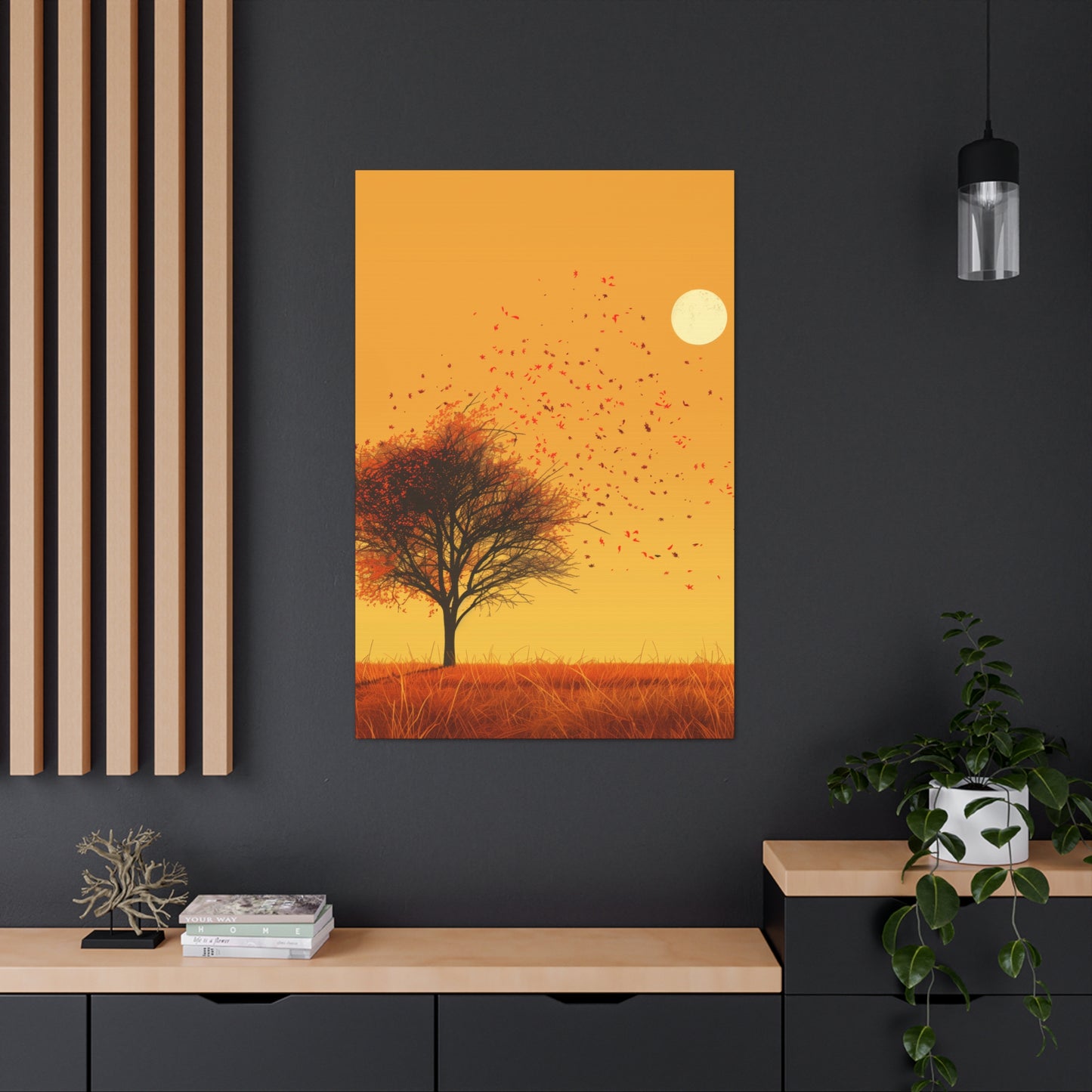 Tree in a Golden Sunset Digital Illustration Canvas Gallery Wraps