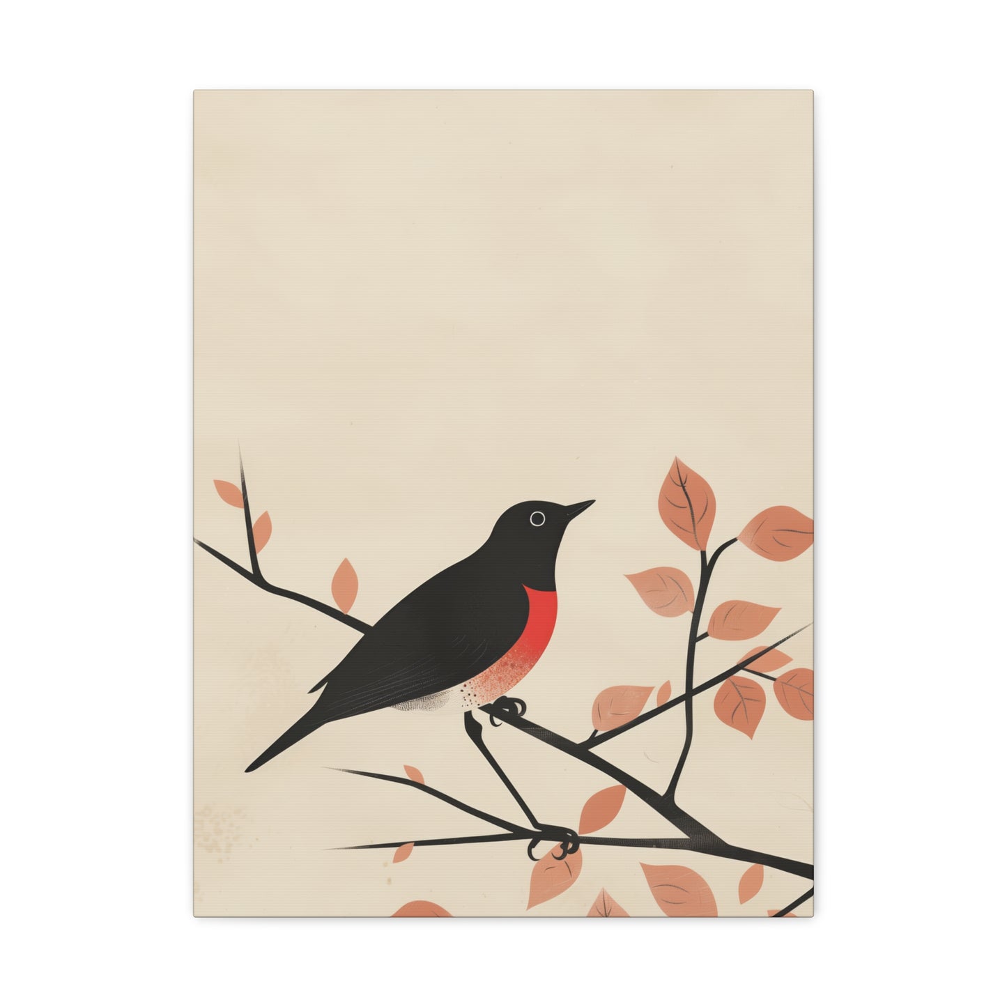 Bird siting on a tree branch Digital Illustration Canvas Gallery Wraps