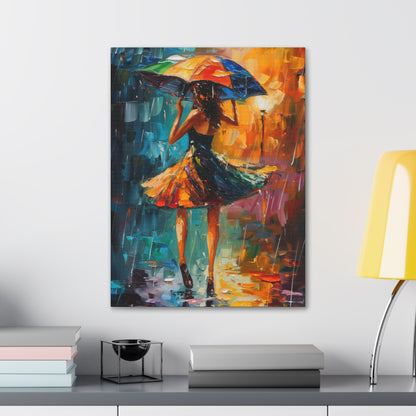 Walking in the Rain - Leonid Afremov Style Digital Print Canvas Gallery Wraps