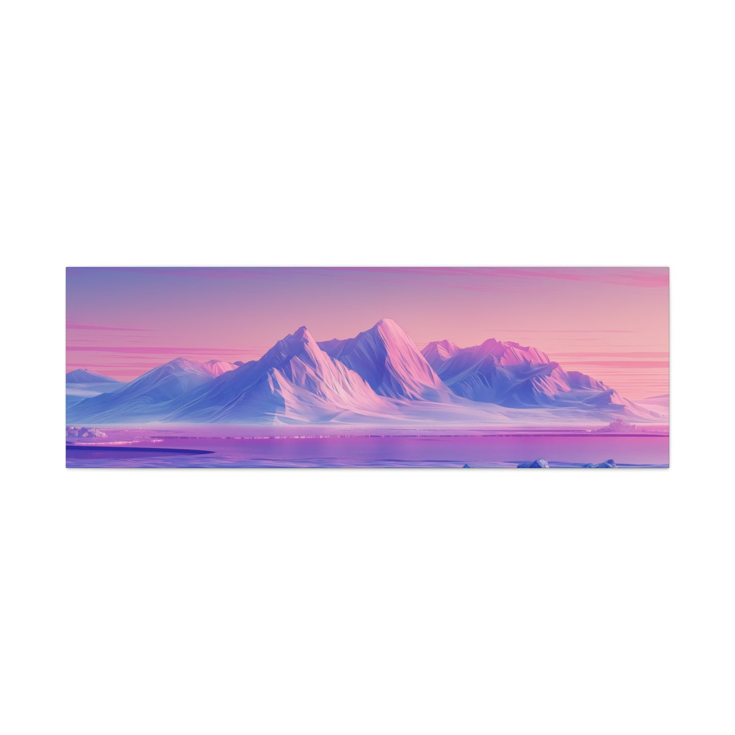 Snowy Mountain Evening - Digital Landscape Illustration Panorama Canvas Gallery Wraps