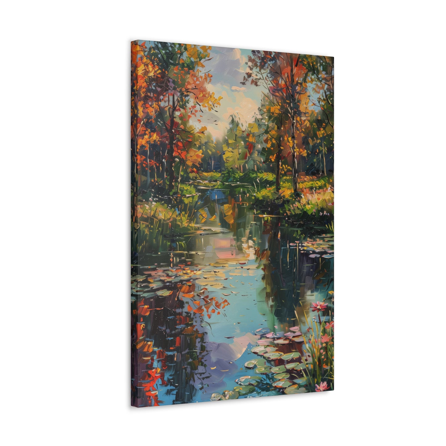 Lake in a Forest - Claude Monet Style Digital Print Canvas Gallery Wraps