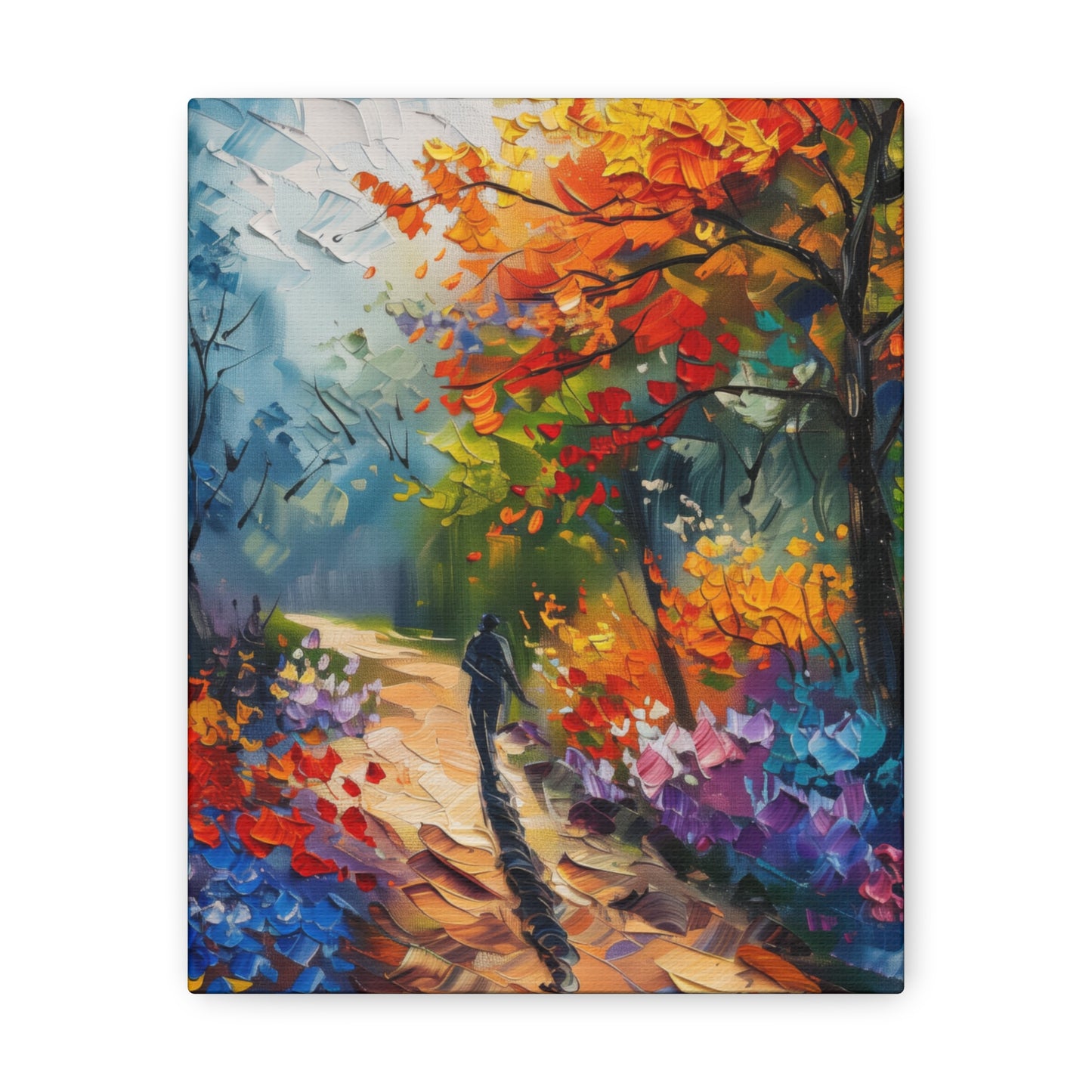 Person Running Through Autumn Forest - Leonid Afremov Oil Painting Canvas Gallery Wraps