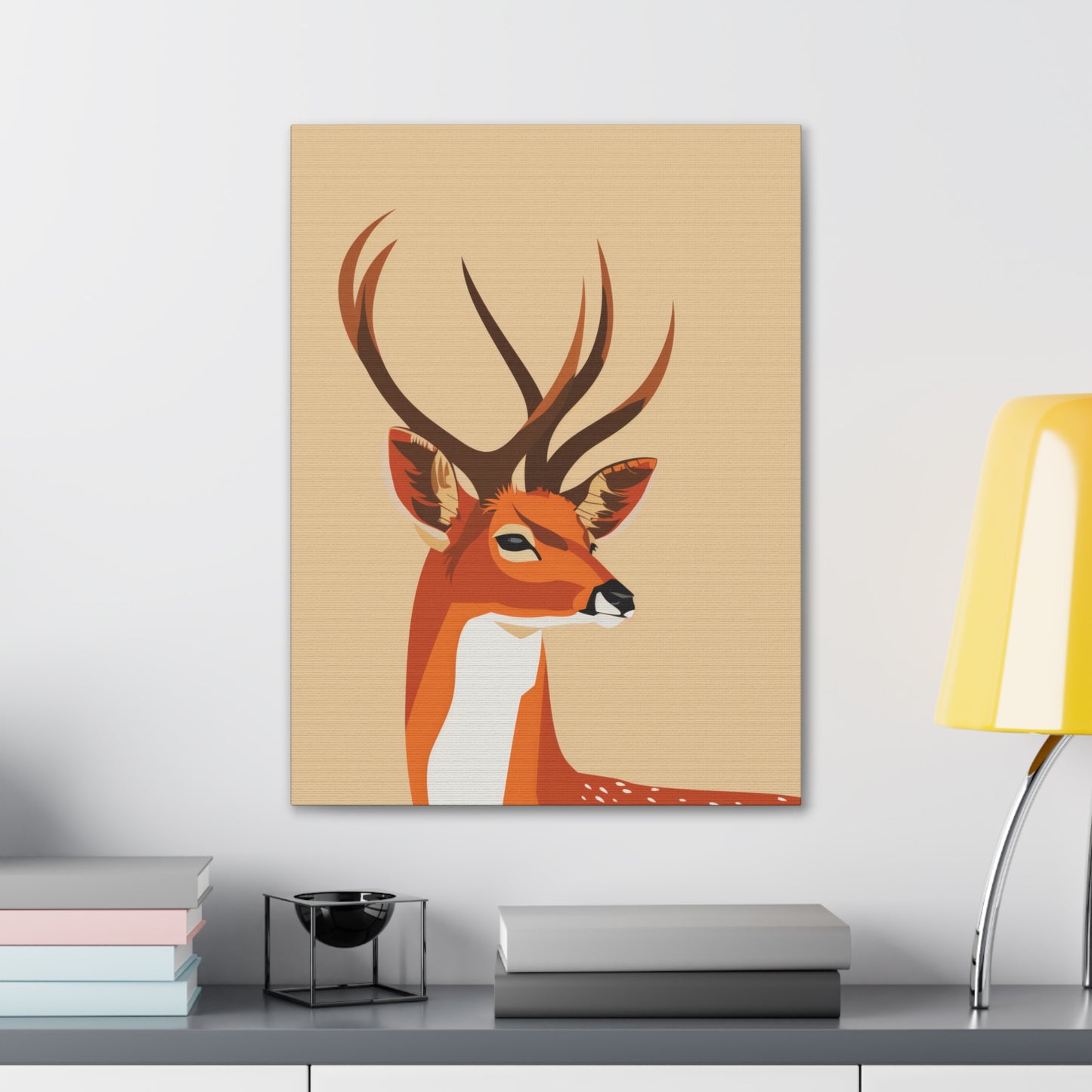 Deer with Antlers Digital Illustration Canvas Gallery Wraps