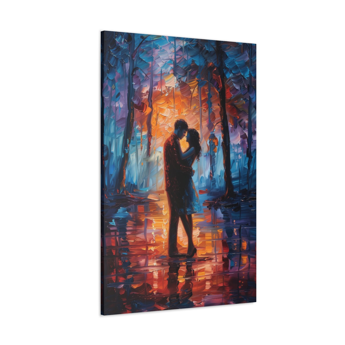 Couple - Leonid Afremov Style Digital Oil Painting Canvas Gallery Wraps