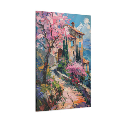 countryside house with garden Digital Oil Painting Print Canvas Gallery Wraps