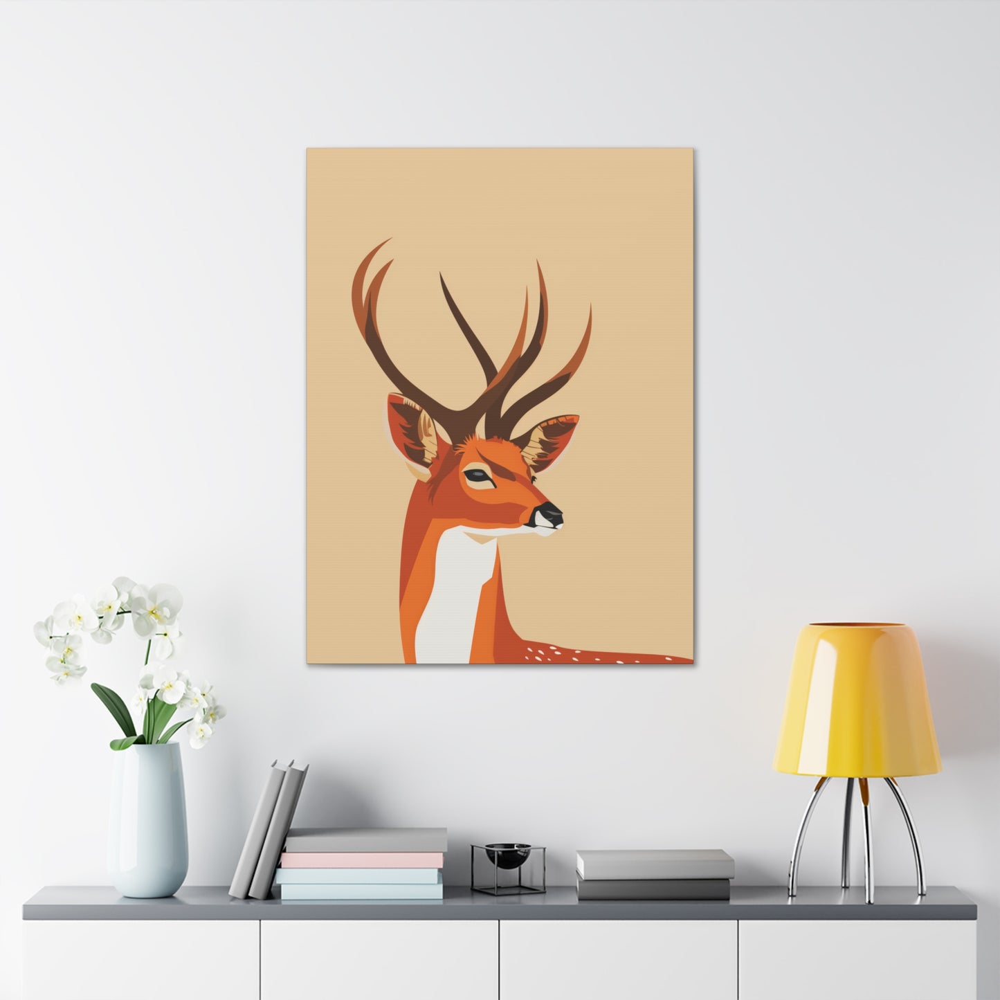 Deer with Antlers Digital Illustration Canvas Gallery Wraps