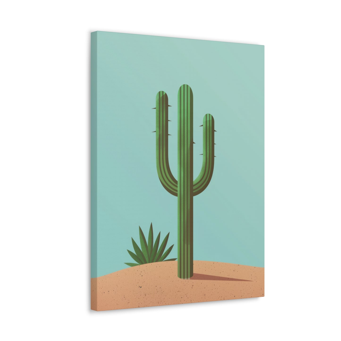 Saguaro Cactus in Desert - Illustration Canvas Gallery Wraps