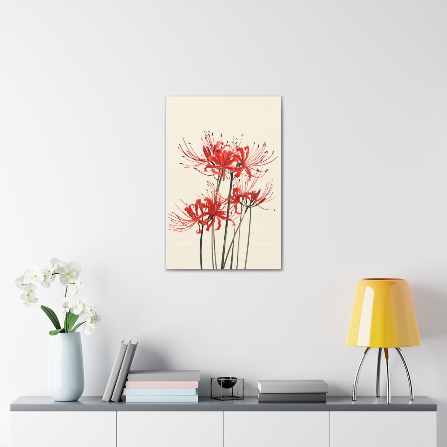 Red Spider Lily Flower Digital Illustration Canvas Gallery Wraps