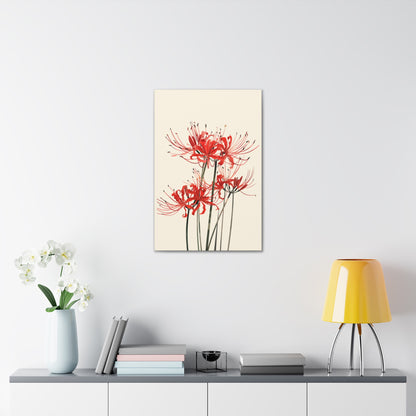 Red Spider Lily Flower Digital Illustration Canvas Gallery Wraps