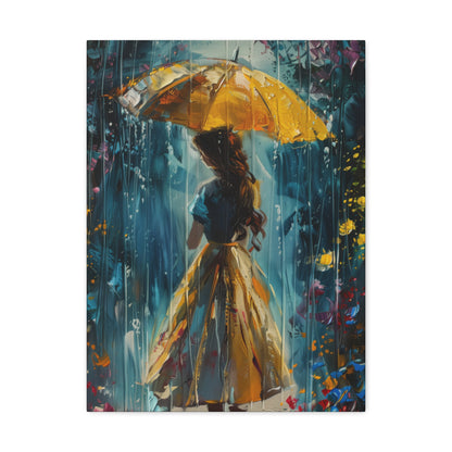 girl with an umbrella in rain - Leonid Afremov Style Digital Print Canvas Gallery Wraps