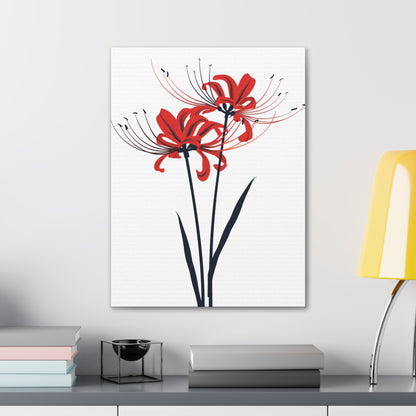 Red Spider Lily Flower Digital Illustration Canvas Gallery Wraps