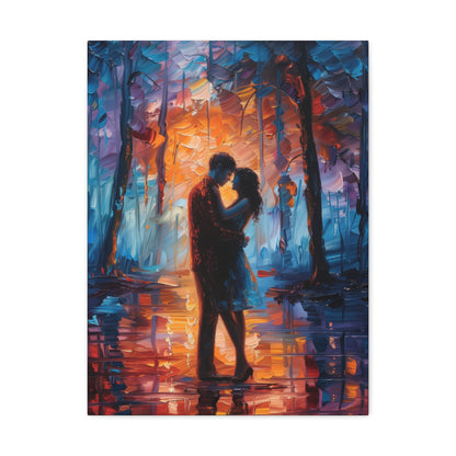 Couple - Leonid Afremov Style Digital Oil Painting Canvas Gallery Wraps