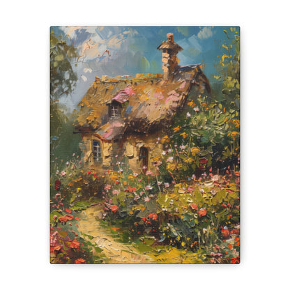 old hut in countryside vintage Digital Oil Painting Print Canvas Gallery Wraps