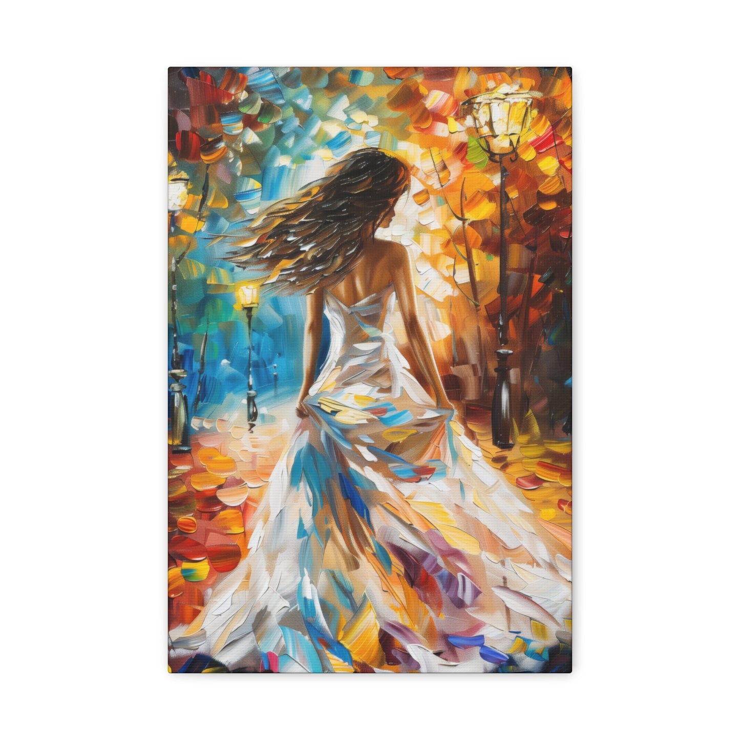 bride walking in street - Leonid Afremov Style Digital Print Canvas Gallery Wraps