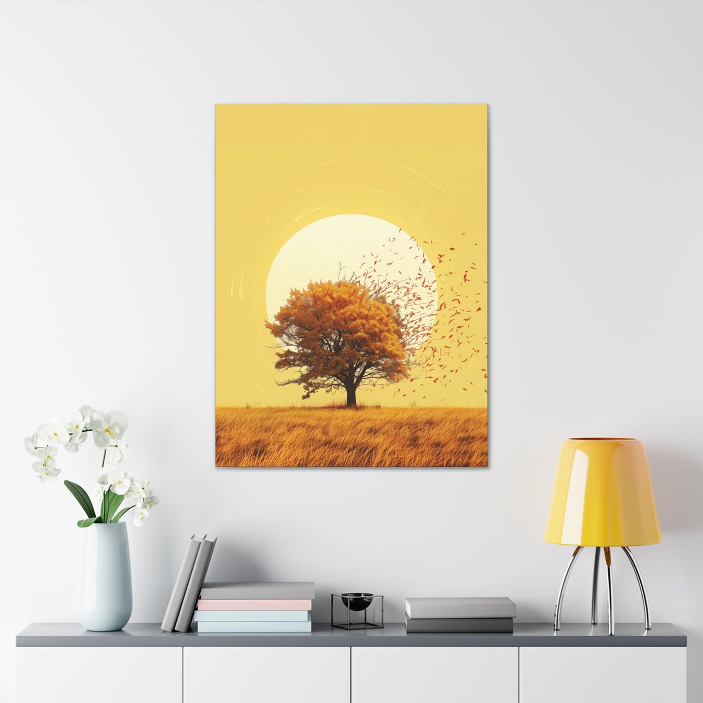 Tree in a Golden Sunset Digital Illustration Canvas Gallery Wraps