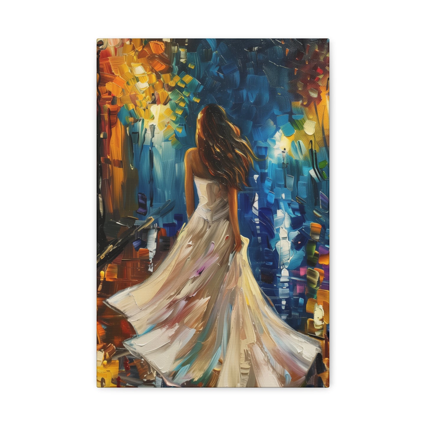 bride walking in the streets - Leonid Afremov Style Digital Print Canvas Gallery Wraps