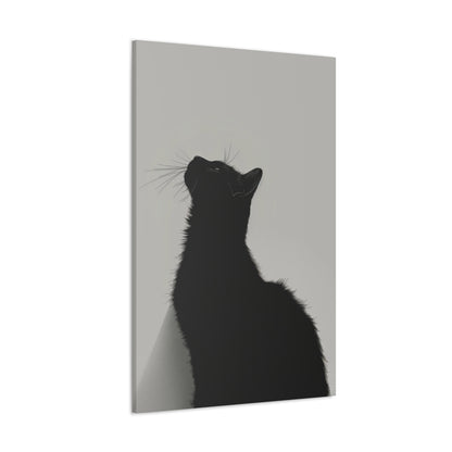 Black Cat Looking Up Digital Illustration Canvas Gallery Wraps