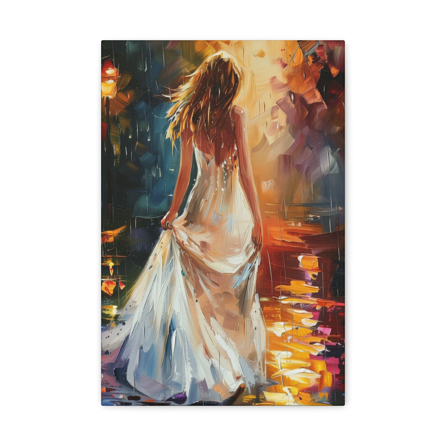 Beautiful Bride in Street - Leonid Afremov Style Digital Print Canvas Gallery Wraps