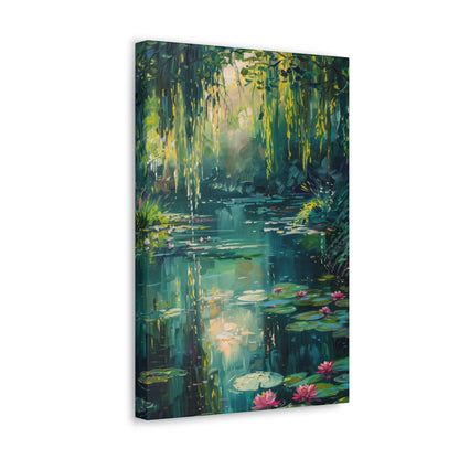 Pond in a Forest - Claude Monet Style Digital Print Canvas Gallery Wraps