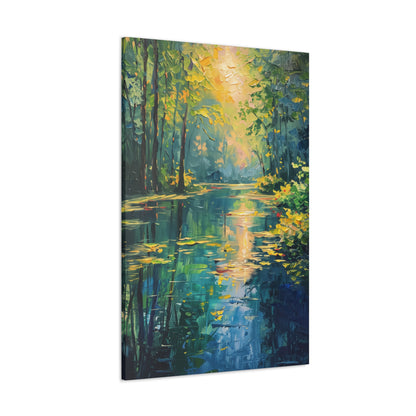 Lake in a Forest - Claude Monet Style Digital Print Canvas Gallery Wraps