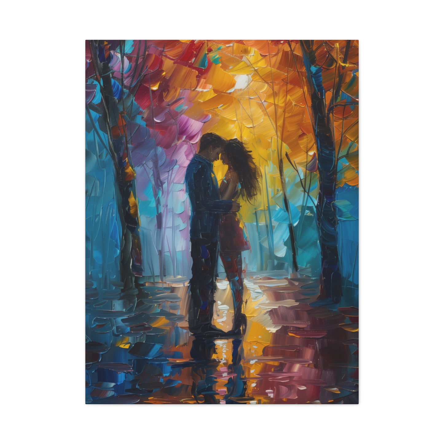 Couple - Leonid Afremov Style Digital Oil Painting Canvas Gallery Wraps