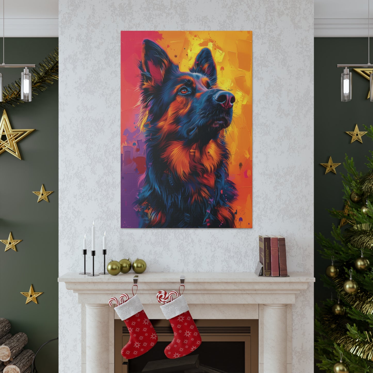 German Shepherd - Abstract Illustration Canvas Gallery Wraps