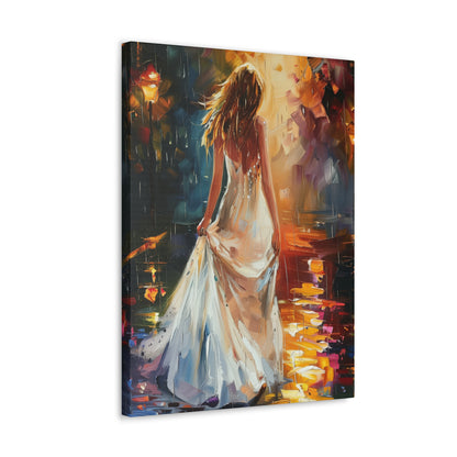 Beautiful Bride in Street - Leonid Afremov Style Digital Print Canvas Gallery Wraps