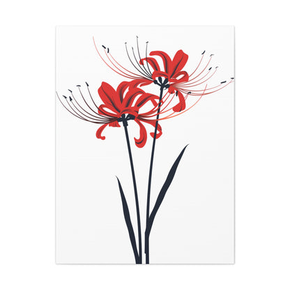 Red Spider Lily Flower Digital Illustration Canvas Gallery Wraps