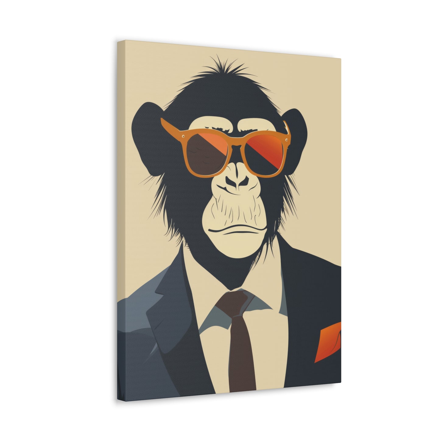 Ape Wearing Suite and Sunglasses Digital Illustration Canvas Gallery Wraps