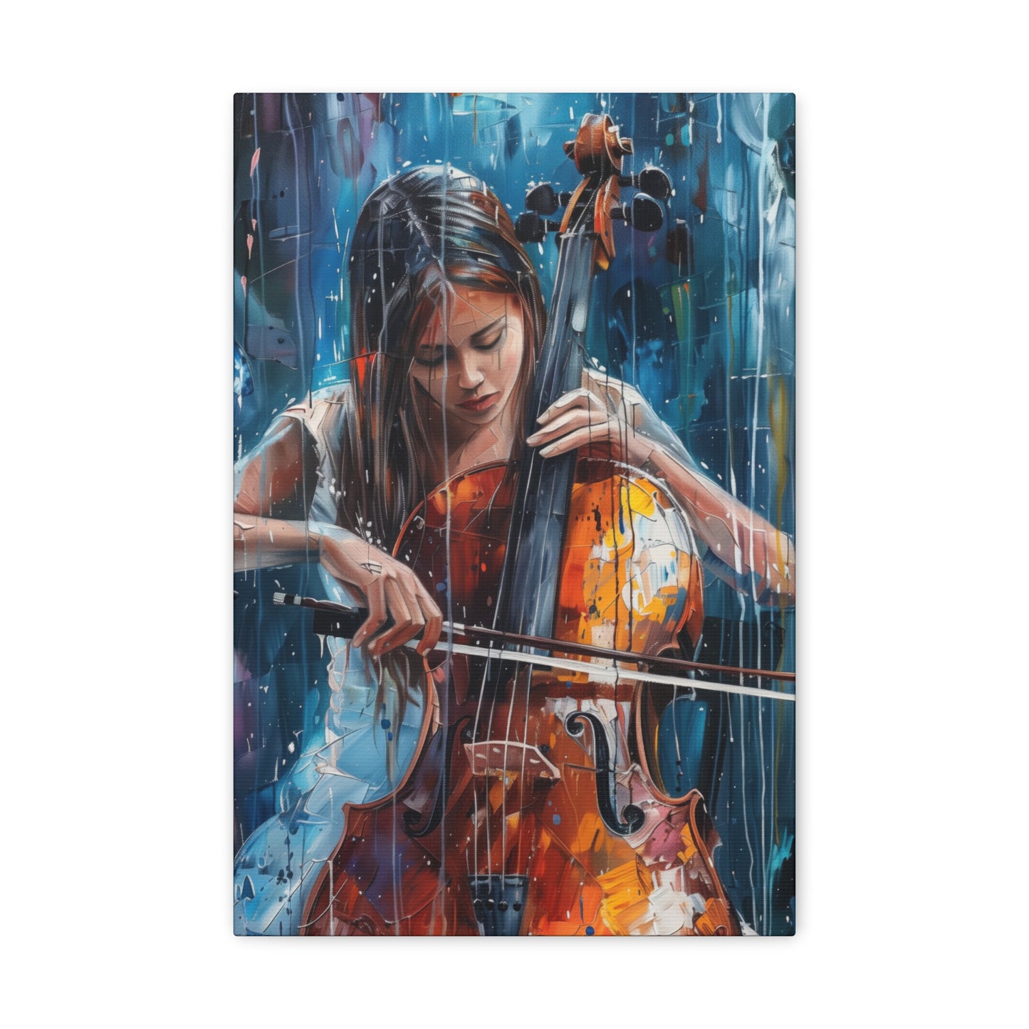 Girl Playing Guitar - Digital Oil Painting Canvas Gallery Wraps