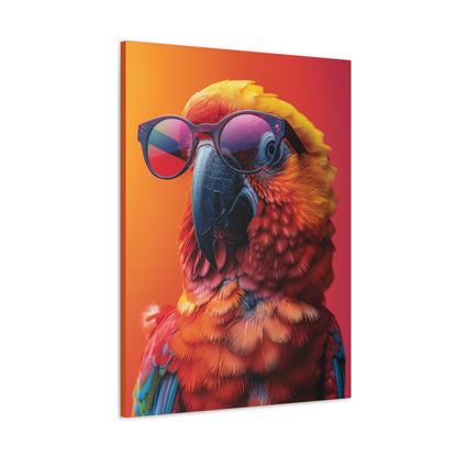 Parrot Wearing Sunglasses - Illustration Canvas Gallery Wraps