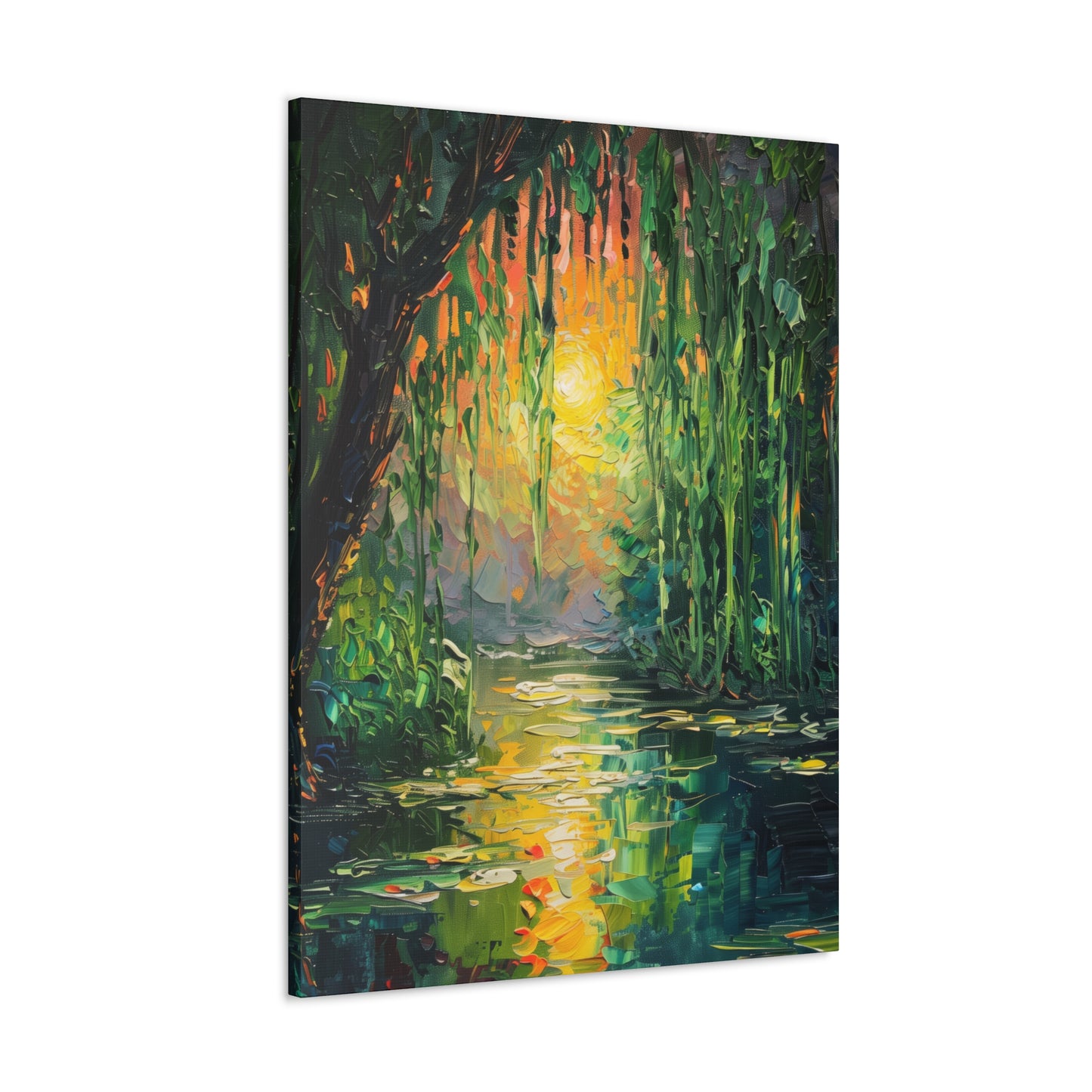 Lake in a Forest - Claude Monet Style Digital Print Canvas Gallery Wraps