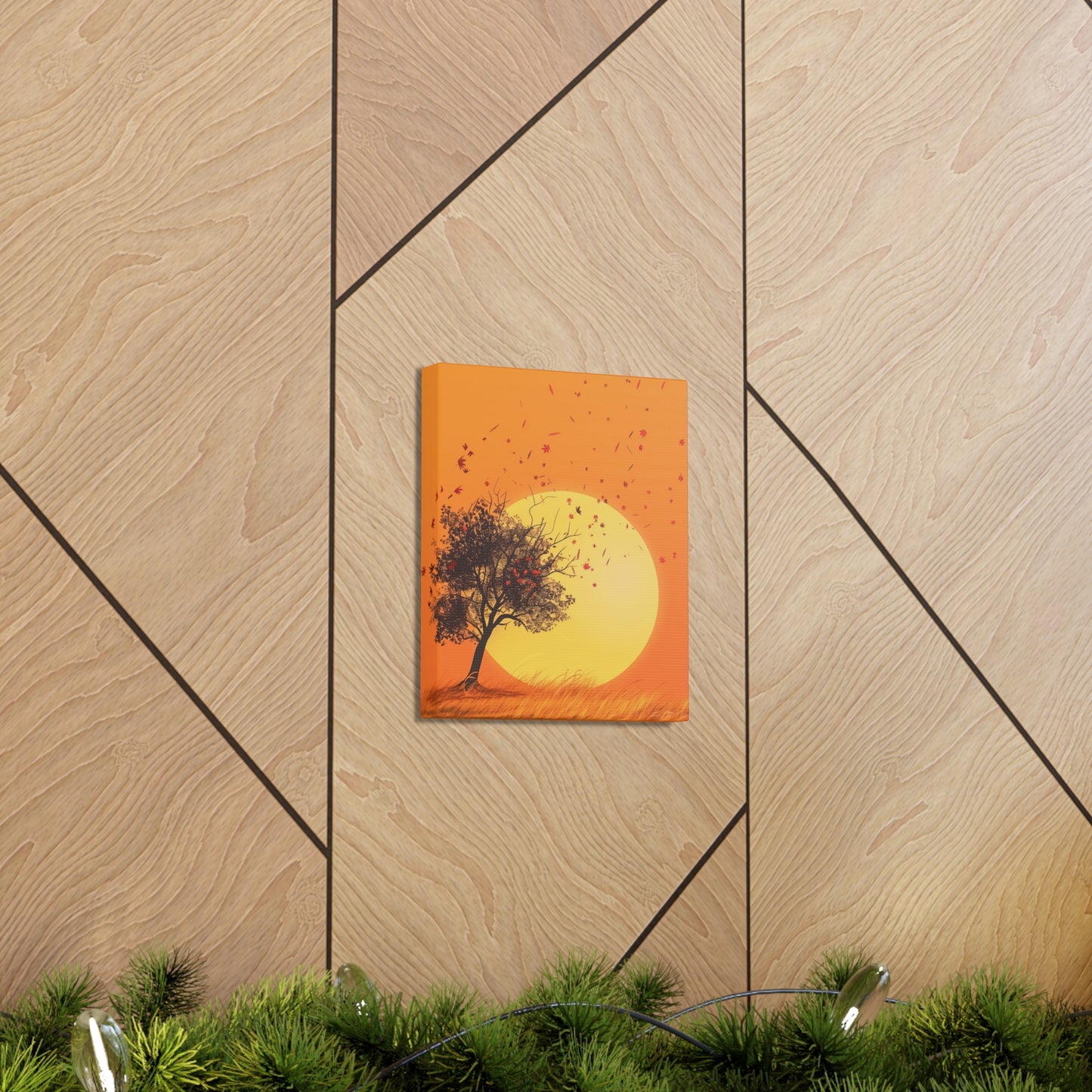 Tree in a Golden Sunset Digital Illustration Canvas Gallery Wraps