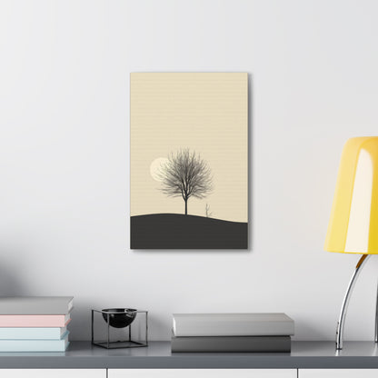 Lone Leafless Tree - Illustration Canvas Gallery Wraps